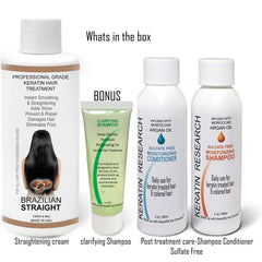 KERATIN RESEARCH Real Brazilian Straight straightening cream shown for quick hair alignment.