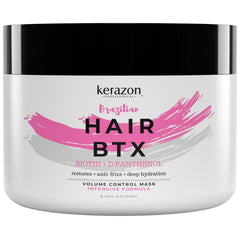 Kerazon BTX Brazilian hair treatment bottle shown for at-home smoothing and care.