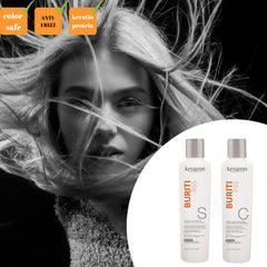Kerazon Professional color-safe keratin care conditioner bottle for lasting shine and softness.