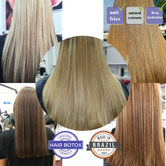 Close-up of applying Kerazon purple mask for smoothing and frizz control