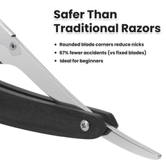 Keropy Shavette secure blade lock enables safe blade changes and steady grooming.