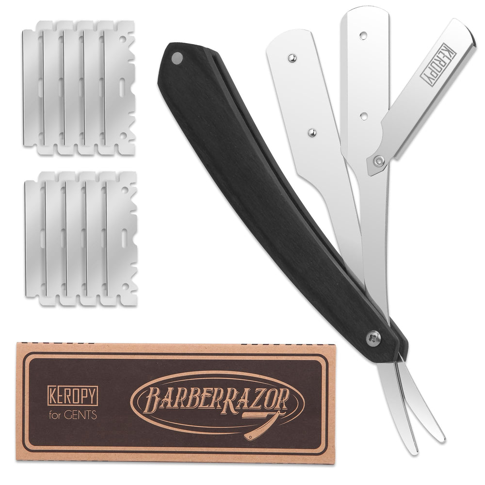 Keropy Shavette with true black wooden handle offers comfortable grip for precise shaving.