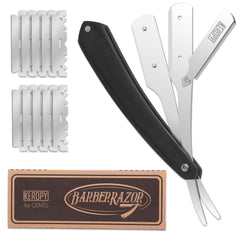 Keropy Shavette with true black wooden handle offers comfortable grip for precise shaving.
