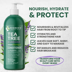 KESMEDIK conditioner pump dispensing creamy formula for detangling.