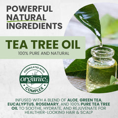 KESMEDIK Tea Tree Shampoo close-up reveals lather and cooling tingling sensation