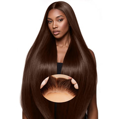 KEUET brown glueless wig with 7x5 lace-front for secure daily styling.
