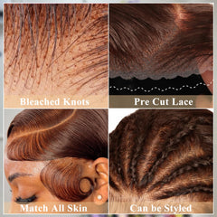 KEUET chocolate brown human hair wig with cap for comfortable fit.
