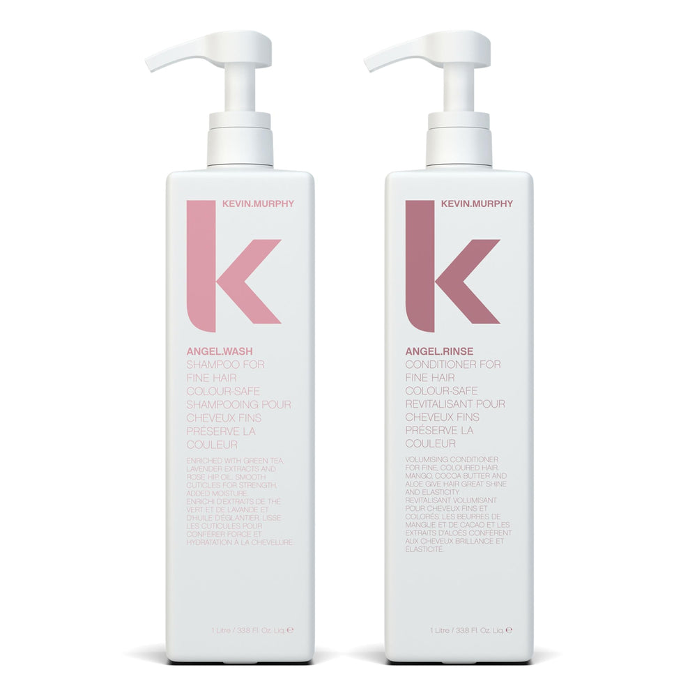 Kevin Murphy Angel.Wash bottle front showing colour-safe cleansing for fine hair.
