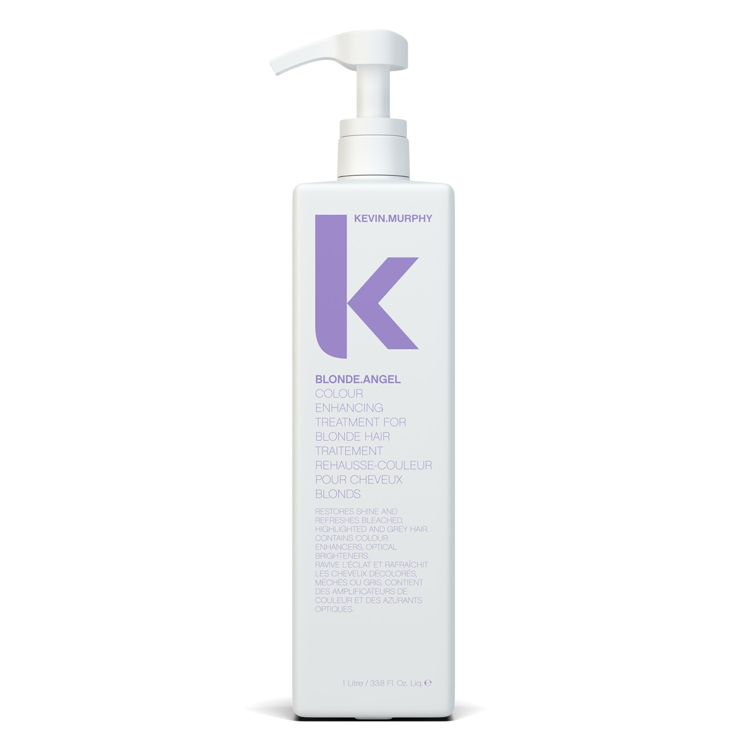 KEVIN.MURPHY BLONDE.ANGEL bottle pour for quick, even application and cooler blonde tones.