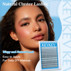 KevKev ultra-thin band eyelash clusters for a subtle, natural finish.