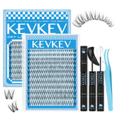 KevKev Wispy Lash Clusters Kit with clear band for a natural look.