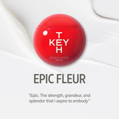 KEYTH Epic Fleur texture swatch reveals creamy consistency for quick hydration.