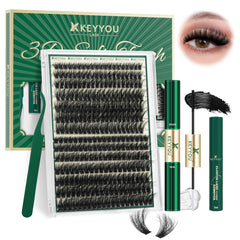 KEYYOU LASH 3D clusters kit 280pcs for natural volume and customizable looks.