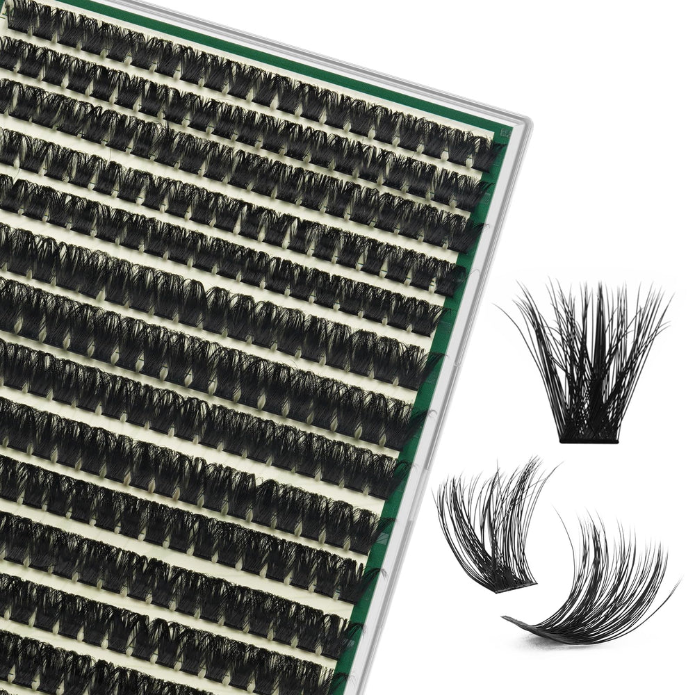 KEYYOU lash clusters 280pcs arranged for easy DIY lash styling.