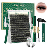 KEYYOU LASH clusters kit 280pcs for versatile 3D lash looks.