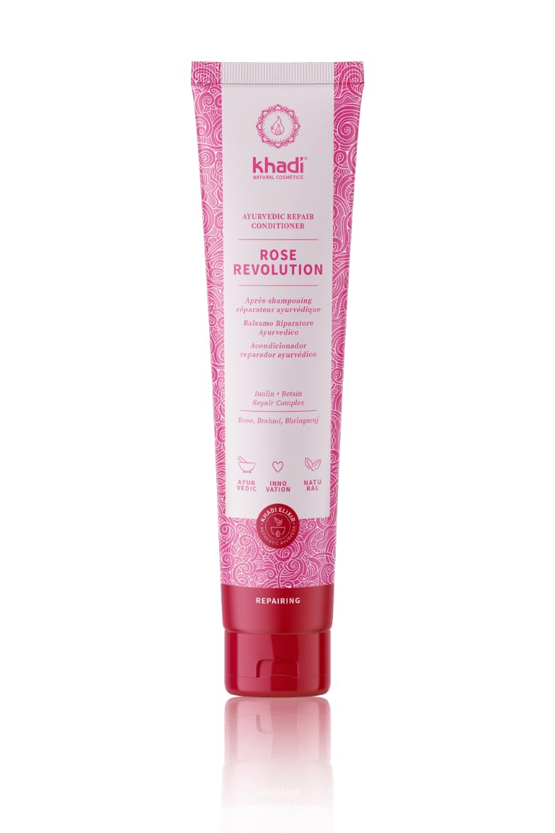 KHADI Rose Revolution Repair Conditioner bottle promoting daily combability