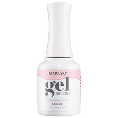 Kiara Sky Amore Builder Gel bottle front shows soft rose shade for durable nails.