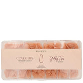 Kiara Sky Cover Up Gelly Tips in coffin short, natural base ready for nail art.