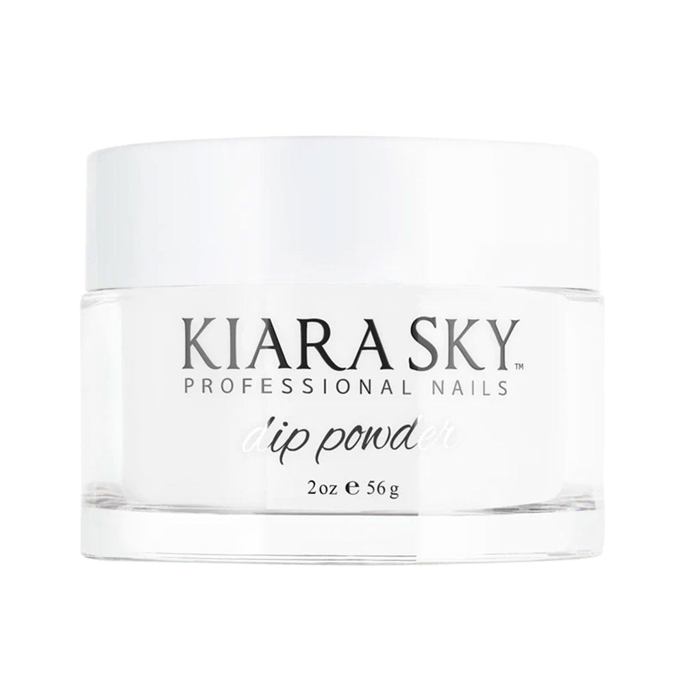 Kiara Sky Dip Powder Essentials 2oz Pure White bottle close-up showing rich pigment for crisp French tips