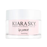 Kiara Sky light pink dip powder bottle swatch for soft classic French tips.