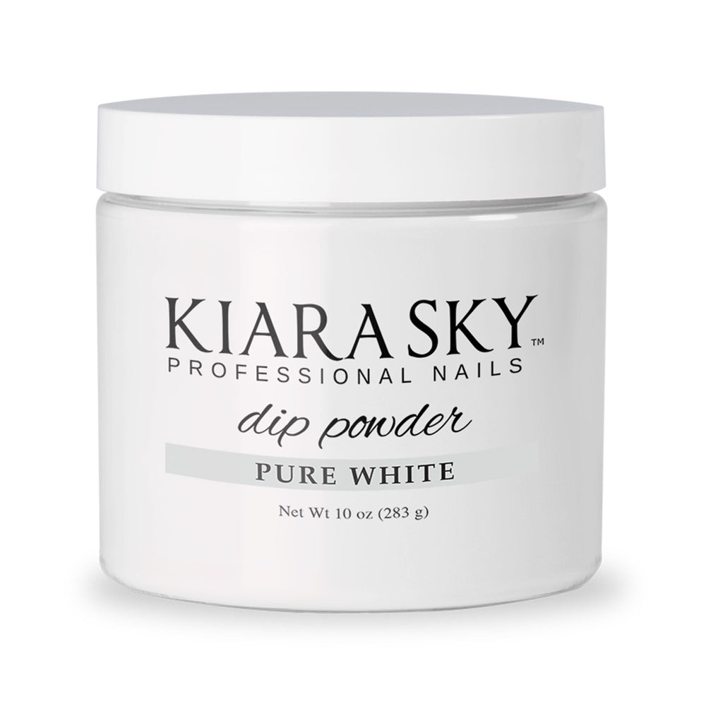 Kiara Sky dip powder Essentials Pure White refill for base color applications.