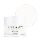 Kiara Sky milky white dip powder swatch for a creamy milk bath mani.