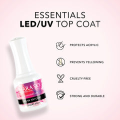 Kiara Sky gel top coat seals color with durable, chip-resistant finish