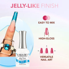 KIARA SKY jelly-tints teal application brush shows smooth self-leveling finish.