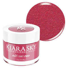 Kiara Sky Sweet & Sassy jar close-up showing magenta shimmer for bold nails.