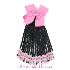 Kid's Summer box braid ponytail beads close-up, soft synthetic fibers for gentle wear.