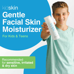 Kidskin moisturizer applied to clean facial skin during skincare