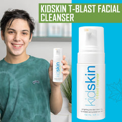 Foaming cleanser lather from Kidskin T-Blast for balanced teen skin.