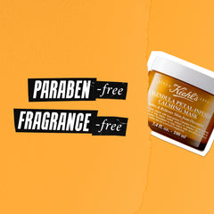 Kiehl's Calendula Calming Mask packaging emphasizing fragrance- and paraben-free formula