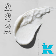 Kiehl's Ultra Facial cleanser texture close-up shows cream-to-foam transition.