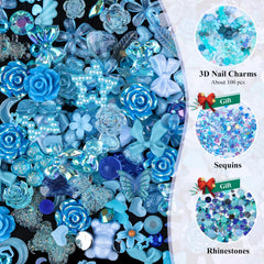 Kikonoke blue butterfly 3D resin nail charm for easy adhesion