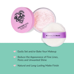 Close-up of Kimchi Chic loose powder in pink translucent shade