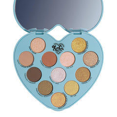 Kimchi Chic Spinning Hearts Love Eyeshadow palette in soft neutrals for everyday looks.