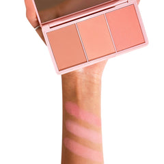 KimChiChic Apple Bottom Cheeks palette in three shades for customizable rosy glow.