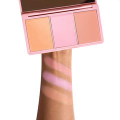 Three blush shades swatches from KimChiChic Cheeky 3Some for buildable color looks