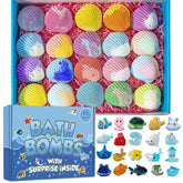 Kims Cosiart bath bomb with shell surprise revealing an ocean animal during bath time