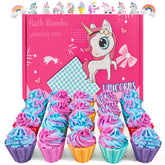 Kims Cosiart unicorn surprise bath bomb reveals a unicorn inside for magical bath time.