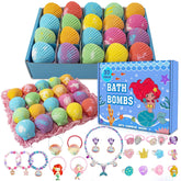 Kims Cosiart Mermaid Bath Bombs reveal a surprise inside for sparkling bath time.