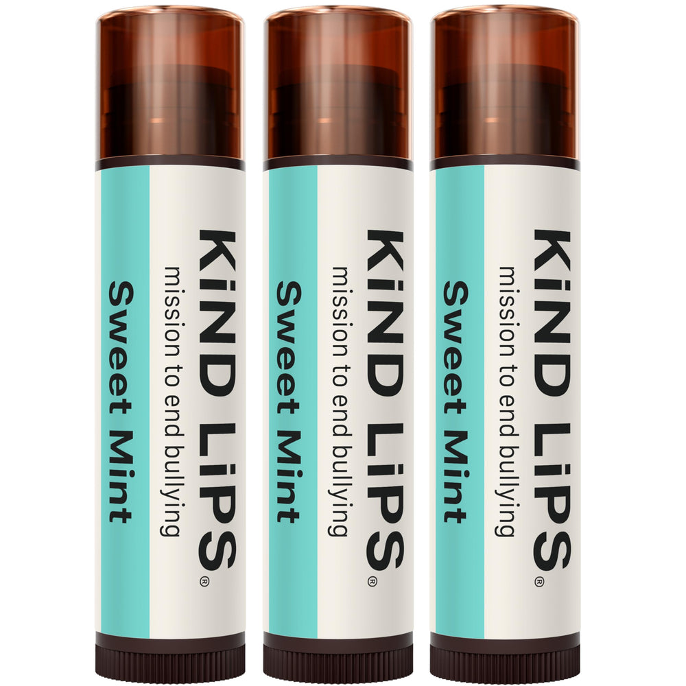 Kind Lips Sweet Mint Lip Balm 3-pack shown for daily lip care and convenience