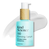 Kind Science Firming Serum bottle close-up showing fragrance-free care for sensitive skin