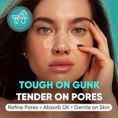 Kindshine nose pore patches placed on the nose showing gentle adhesion for comfortable wear.