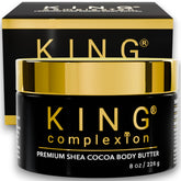 King Complexion Shea Cocoa Body Butter jar closeup showing rich moisturizing texture.