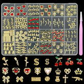 KINGNAME 200-piece gold nail charms with hearts for luxe nail art