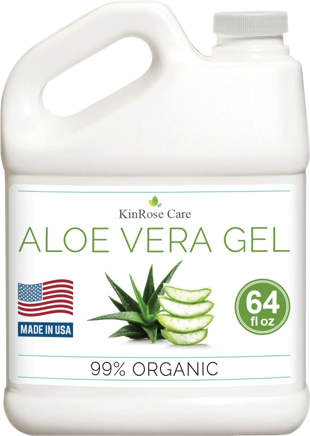 KinRose Care Aloe Vera Gel bottle close-up, pure hydration for skin.