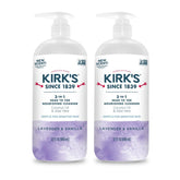 Kirk's 3-in-1 cleanser in a pump bottle for easy head-to-toe cleansing