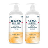 Kirks 3-in-1 cleanser bottle front view for all-in-one daily cleansing.